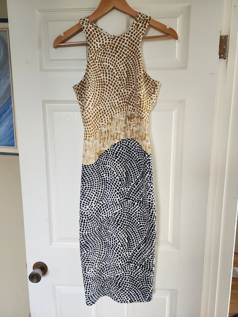 H&M Gold and Black Patterned Racerback Midi Dress